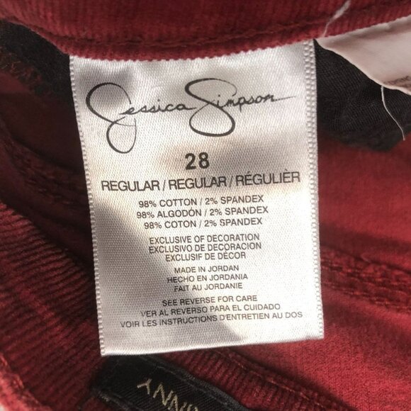 Jessica Simpson Womens Forever Skinny Pants Size 28 Corduroy Slim Straight Red - Picture 4 of 16